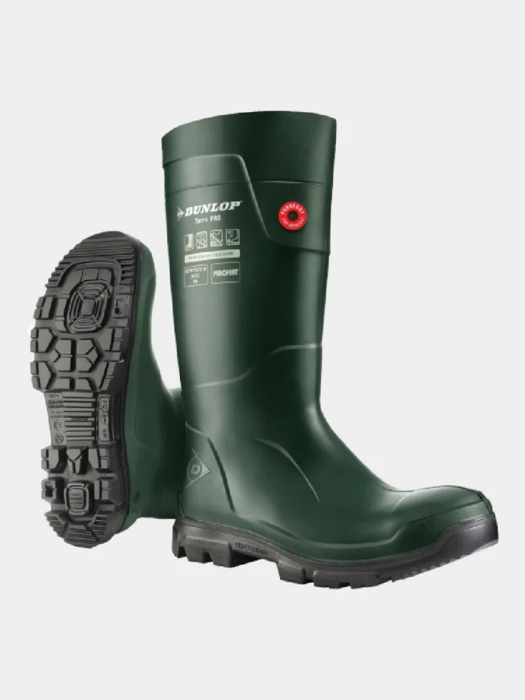 Pracovní holínky DUNLOP Purofort FieldPRO S5, ocel. špička, do -20°C, zelené