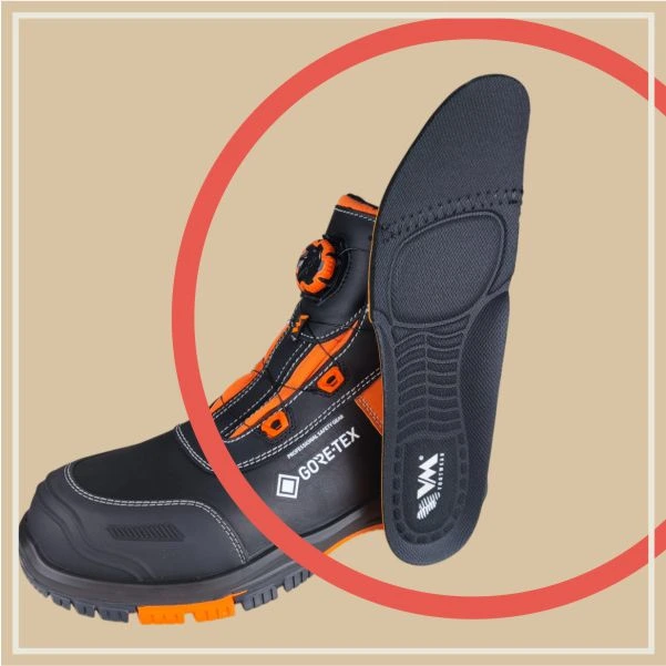 Anatomically shaped insole made of lightweight polyurethane foam covered with MESH fabric