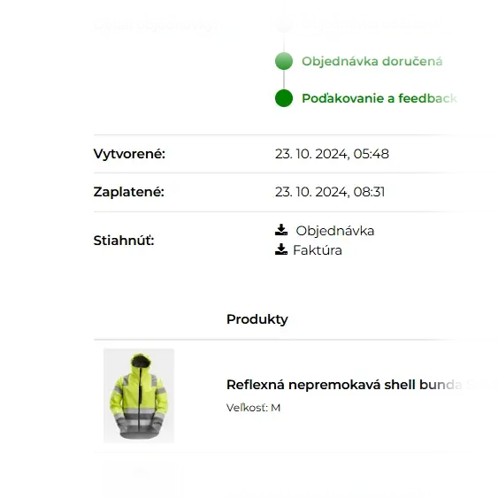Pracovné odevy pre firmy - automatické faktúry