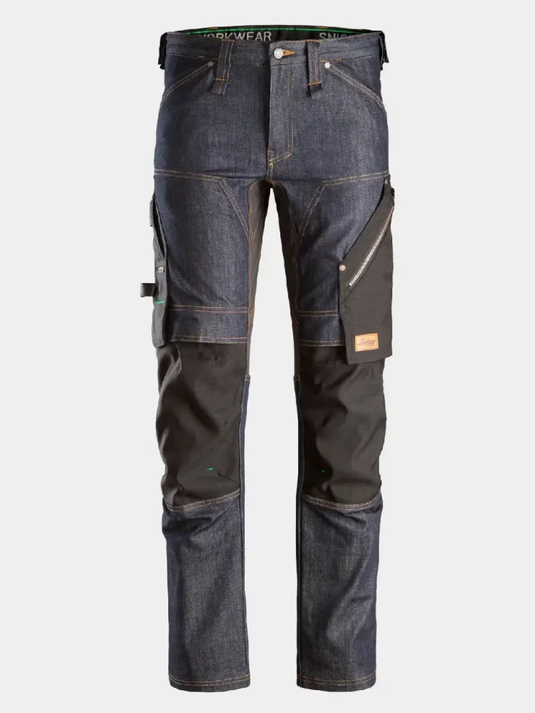 Strečové riflové montérky Snickers FlexiWork 6956, denim